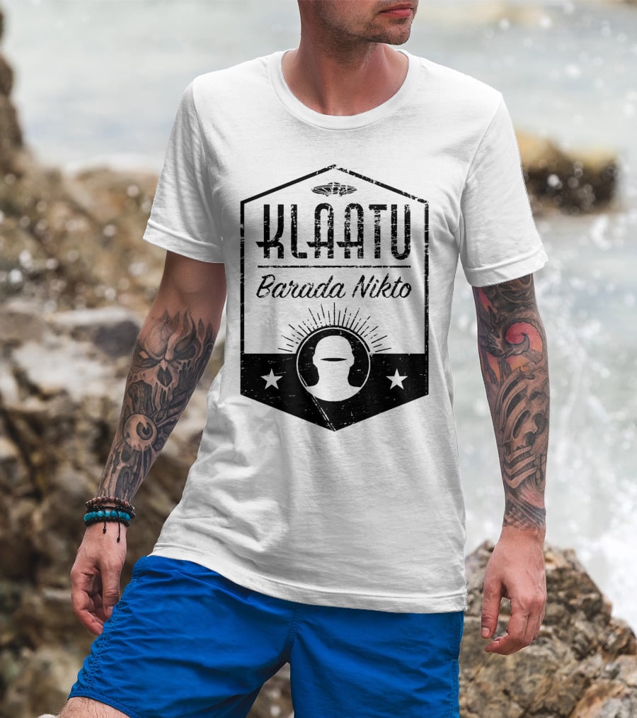Klaatu Barada Nikto The Day The Earth Stood Still Spaceship Icon Retro Badge T-Shirt