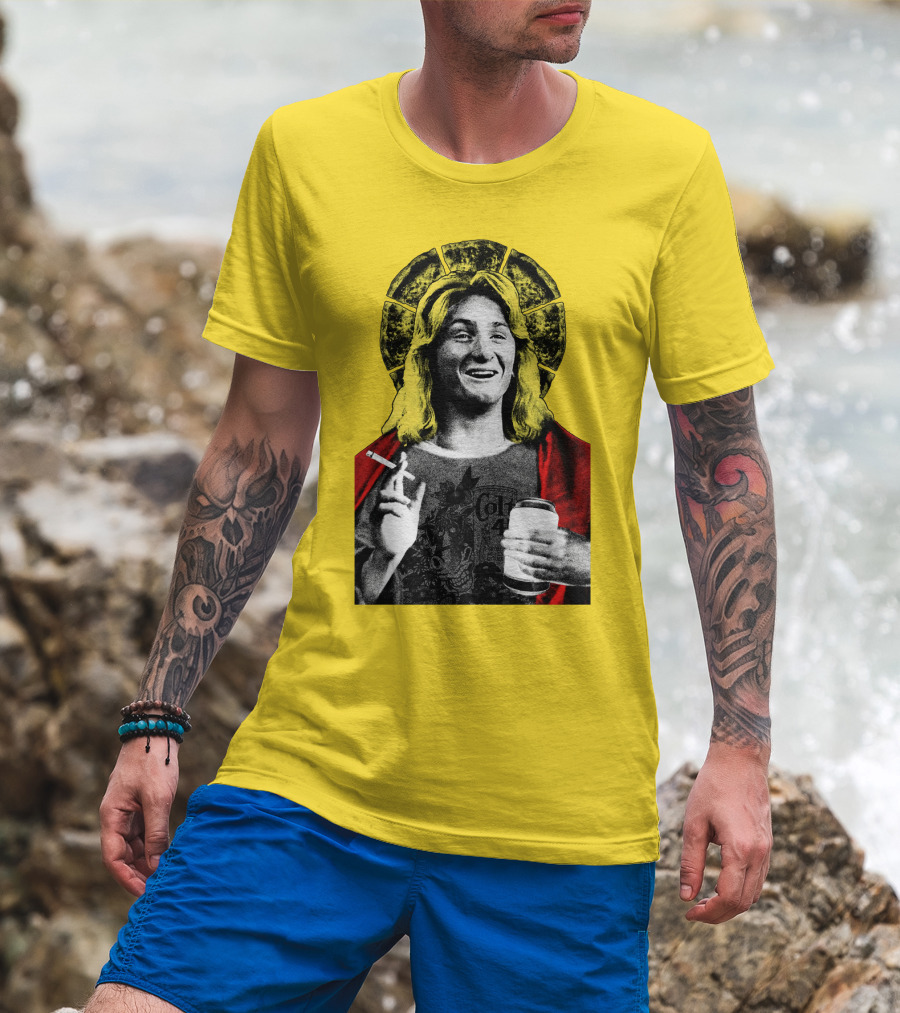 Fast Times At Ridgemont High Jeff Spicoli Halo Smoking And Holding Drink T-Shirt
