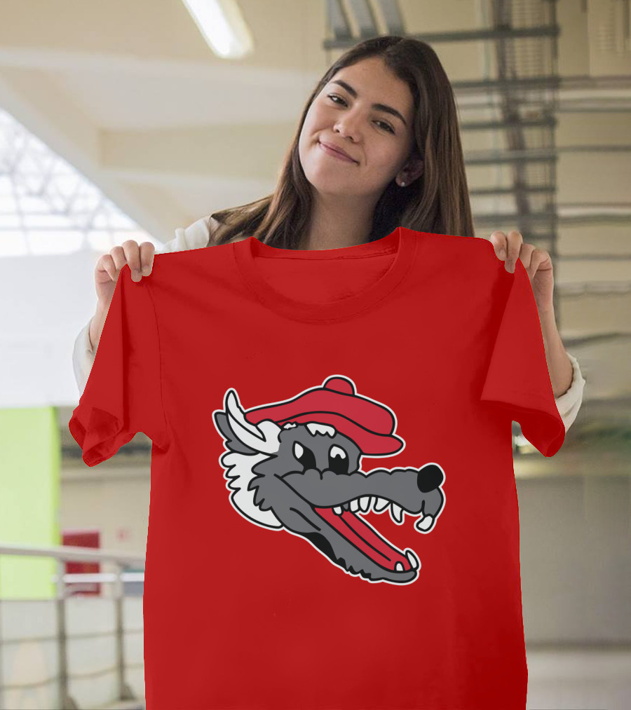 Ridgemont Wolves Cartoon Wolf In Red Beret T-Shirt