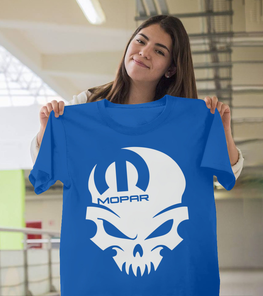 Mopar Skull Logo Blue Background T-Shirt