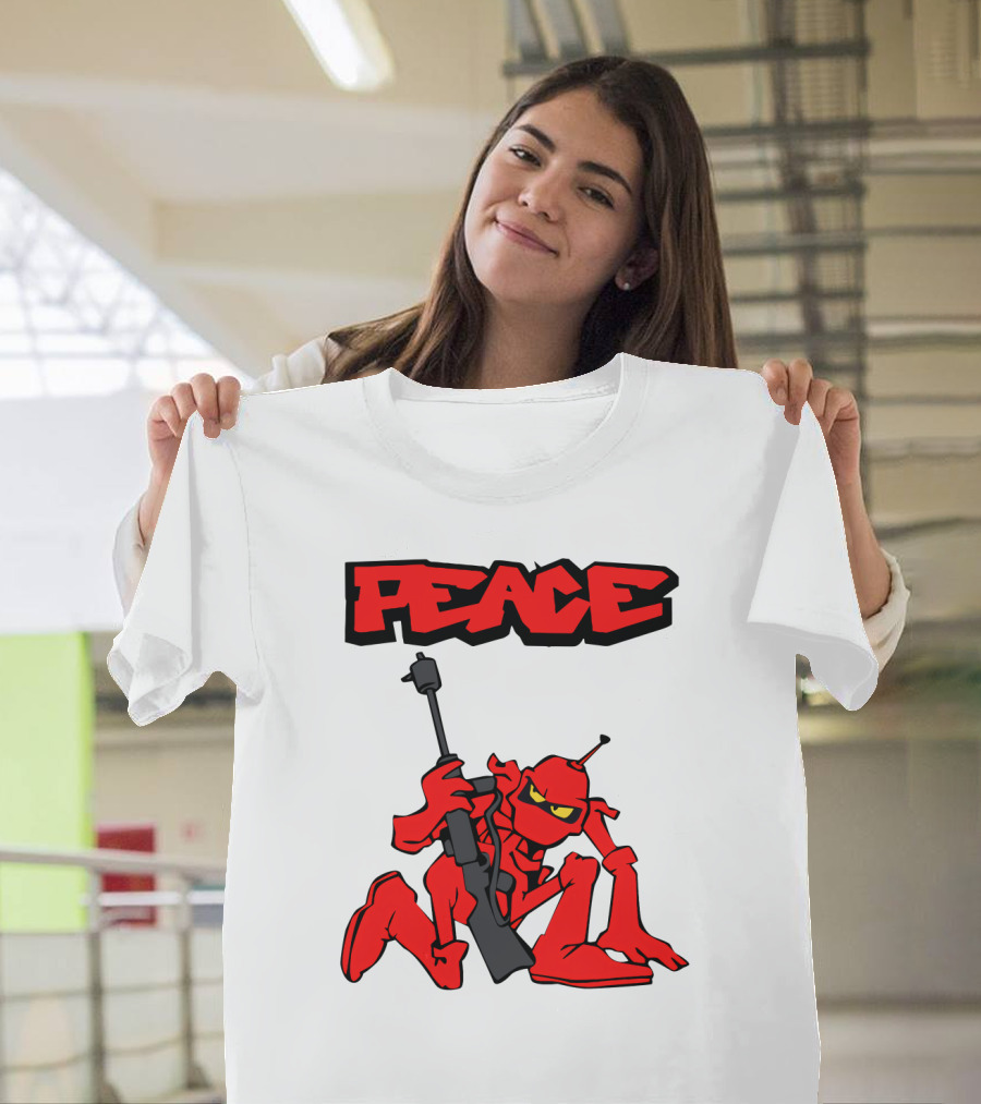 PEACE Ant Holding Rifle T-Shirt