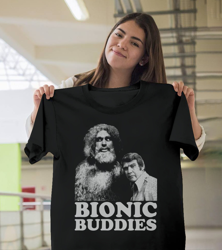 Six Million Dollar Man Bionic Buddies Retro TV Show Iconic Duo T-Shirt