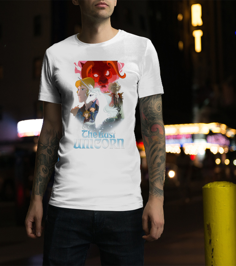 The Last Unicorn Animated Fantasy Characters And Red Bull Face T-Shirt