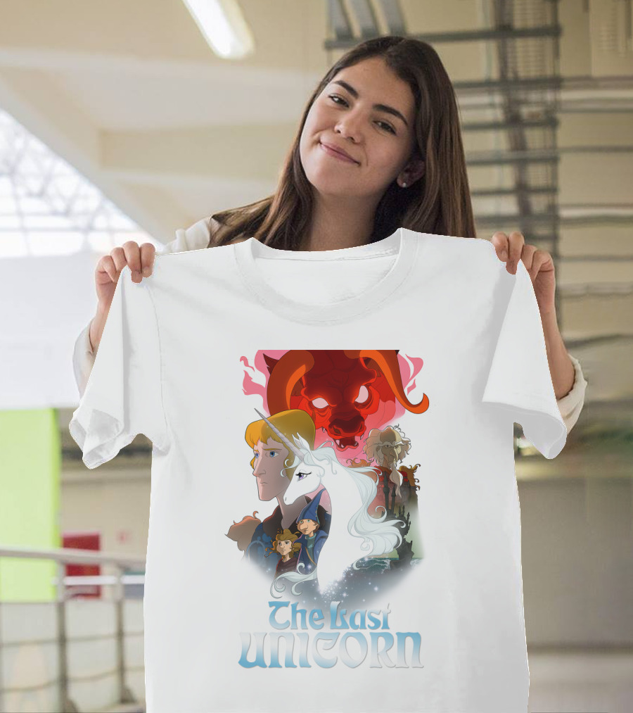 The Last Unicorn Animated Fantasy Characters And Red Bull Face T-Shirt