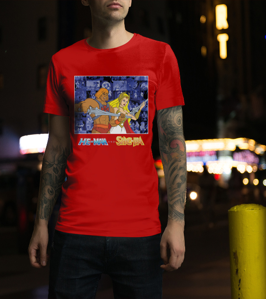 He-Man And She-Ra Characters With Sword T-Shirt