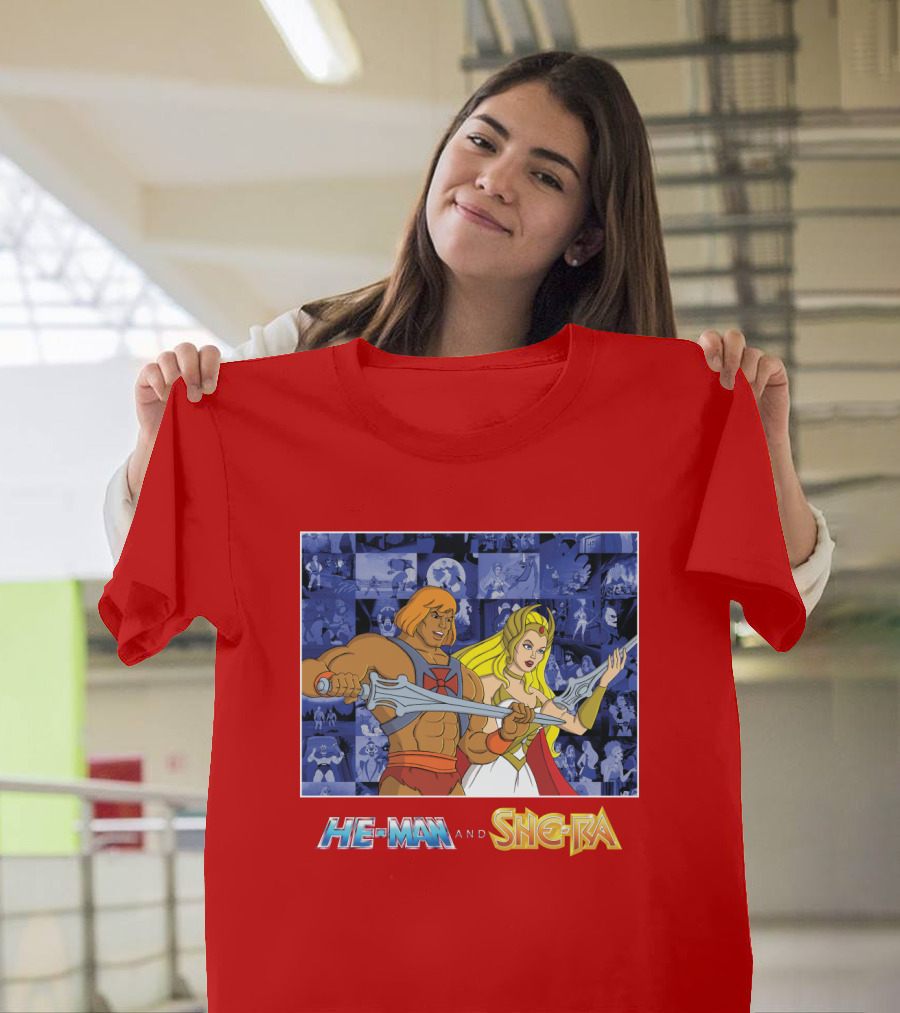 He-Man and She-Ra Characters with Sword T-Shirt