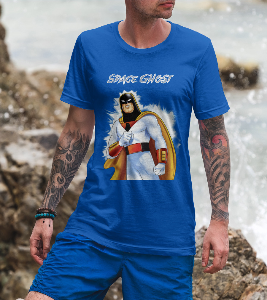 Space Ghost Classic Character With Dynamic Pose And Iconic Heroic T-Shirt