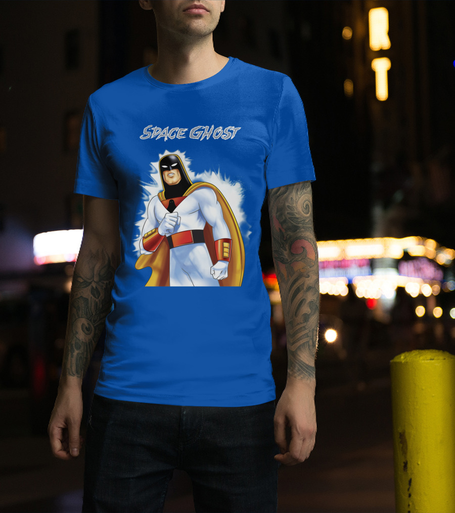 Space Ghost Classic Character With Dynamic Pose And Iconic Heroic T-Shirt