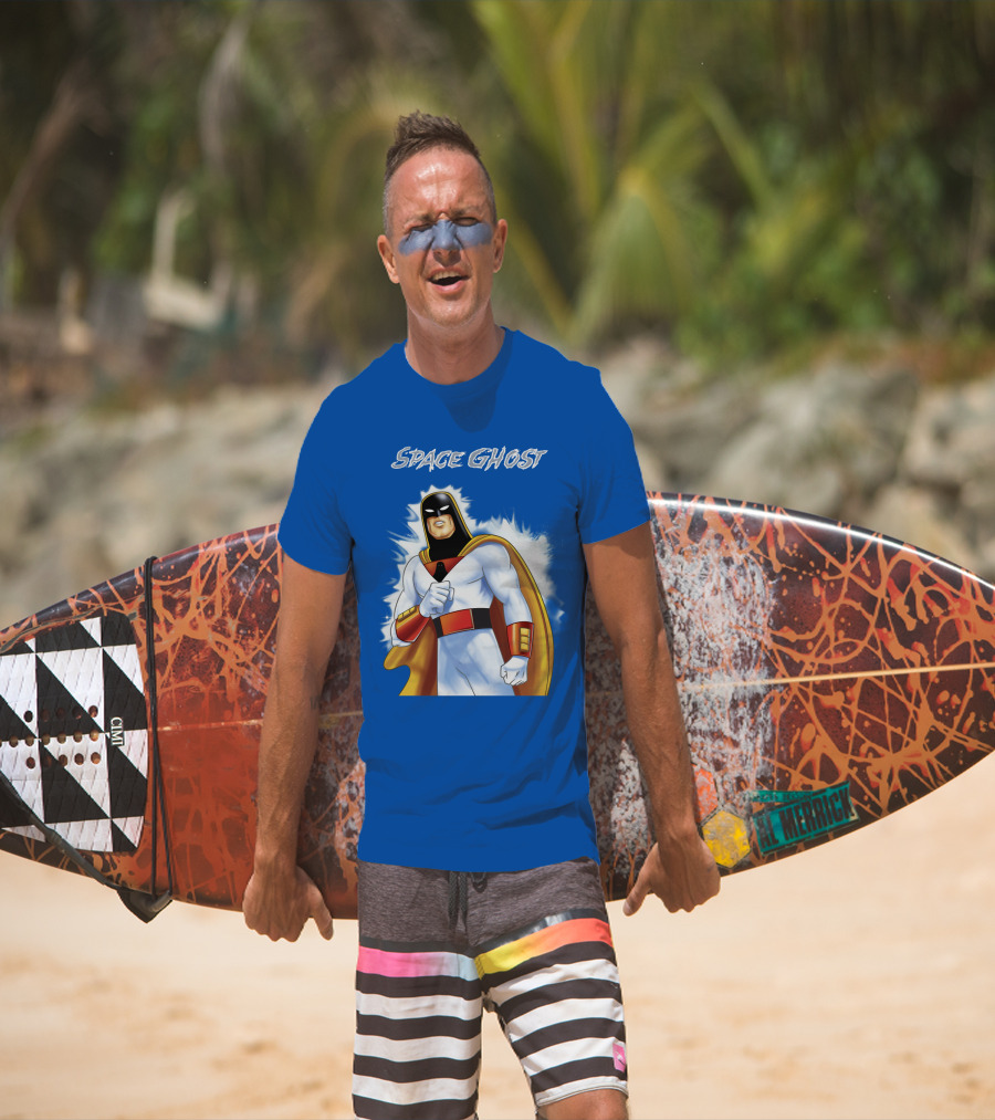 Space Ghost Classic Character With Dynamic Pose And Iconic Heroic T-Shirt