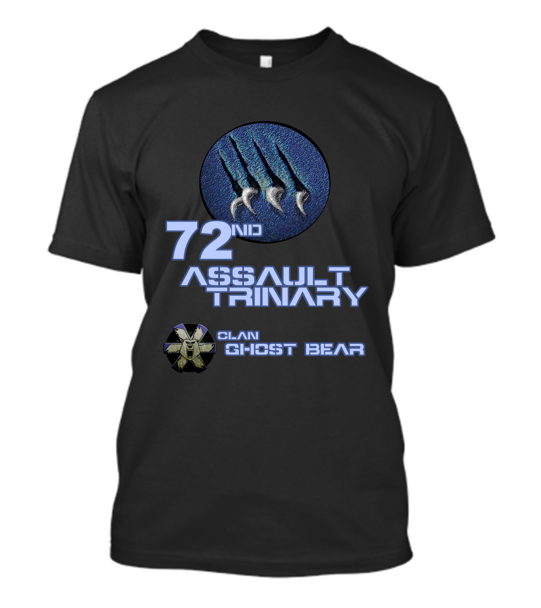 72nd Assault Trinary Clan Ghost Bear Logo With Three Claw Marks T-Shirt