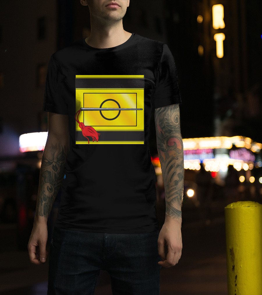 Crusis Lancers Circle And Tassel Icon On Yellow And Black Stripes T-Shirt