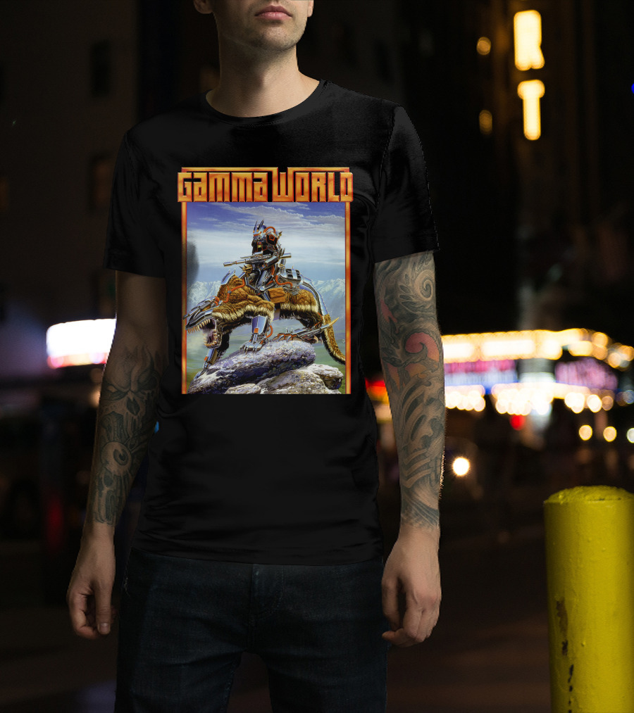 Gamma World Futuristic Cybernetic Dinosaur Adventure T-Shirt