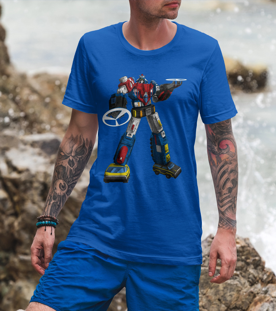 Voltron Vehicle Force Robot Giant Mecha With Cars And Helicopter Wheels T-Shirt