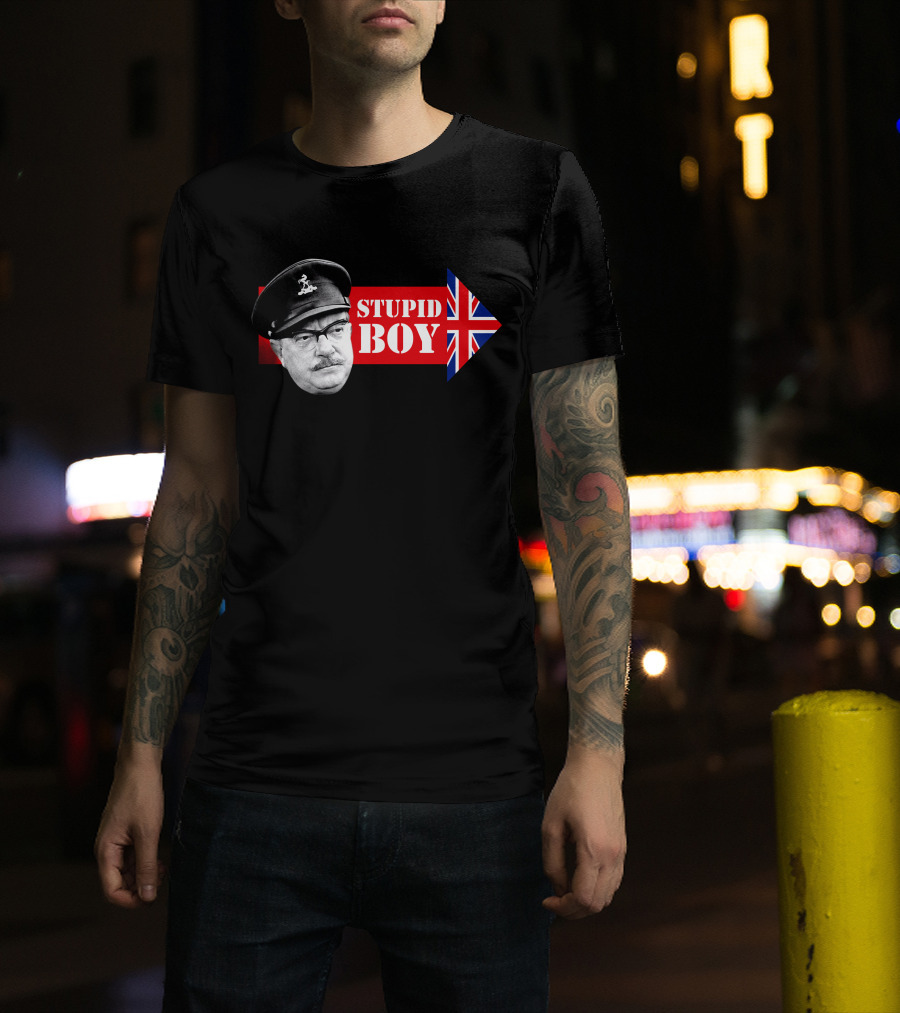 Dad's Army Stupid Boy British Flag Arrow T-Shirt