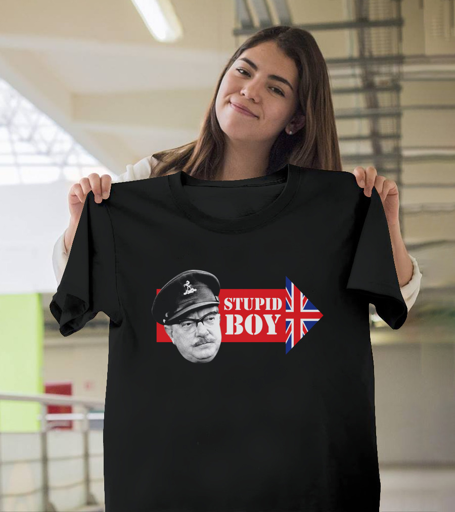 Dad's Army Stupid Boy British Flag Arrow T-Shirt