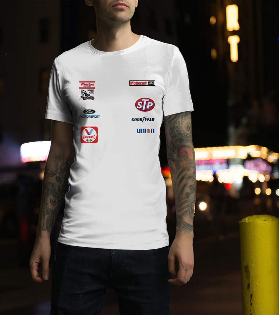 Stroker Ace White Uniform Winston Cup Series Motorcraft Ford Motorsport STP Goodyear Union 76 Valvoline T-Shirt
