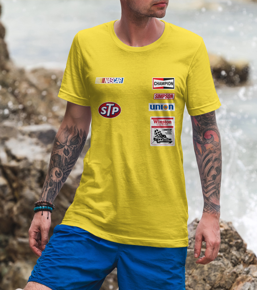 NASCAR STP Champion Simpson Union 76 Winston Cup Series Yellow Suit T-Shirt