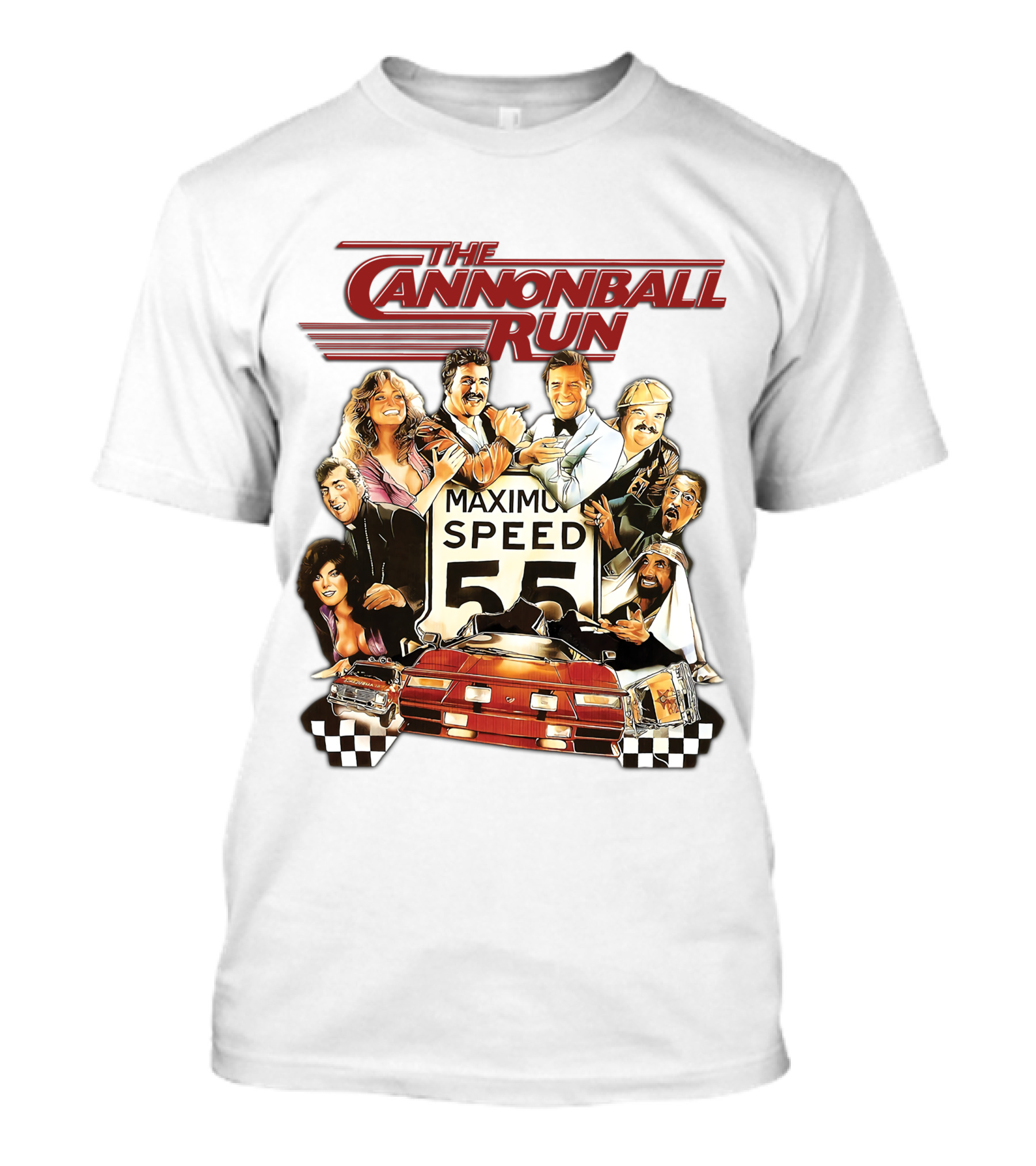 The Cannonball Run Maximum Speed 55 Red Car Racing Adventure T-Shirt