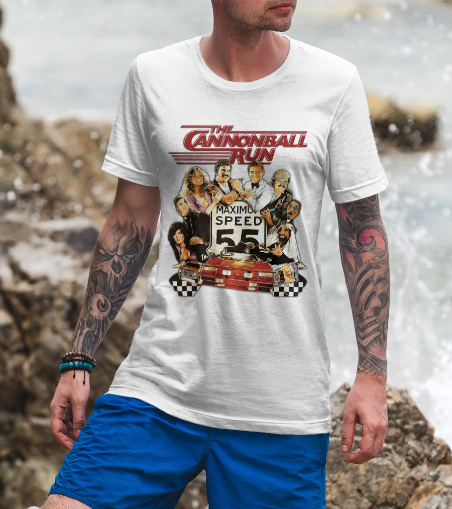 The Cannonball Run Maximum Speed 55 Red Car Racing Adventure T-Shirt
