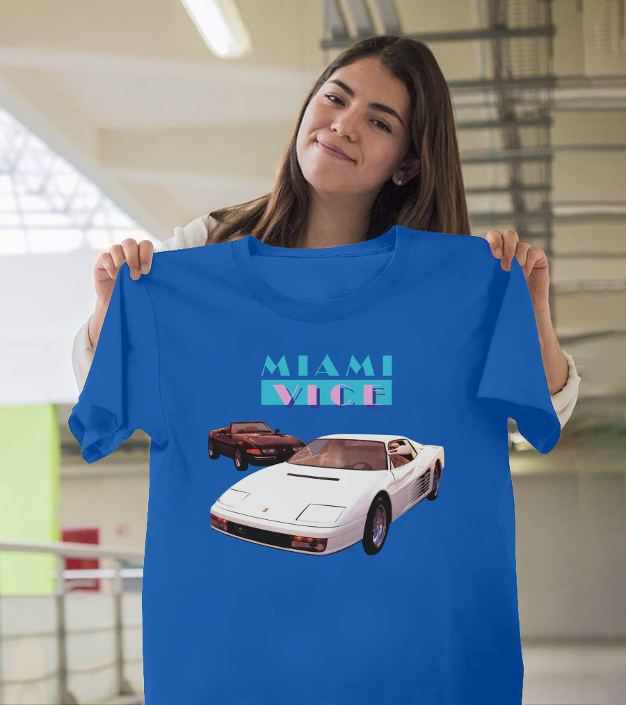 Miami Vice Iconic Ferrari and Corvette Cars T-Shirt