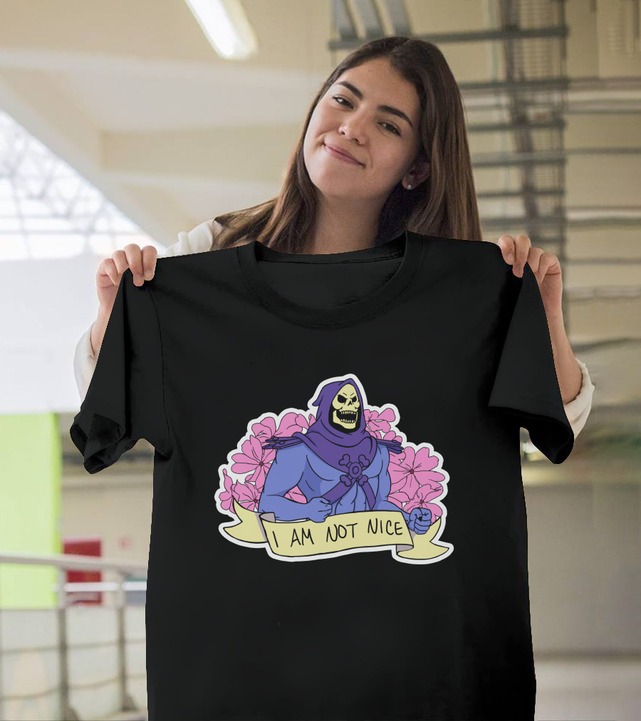 Skeletor I Am Not Nice Masters of the Universe Floral Background T-Shirt