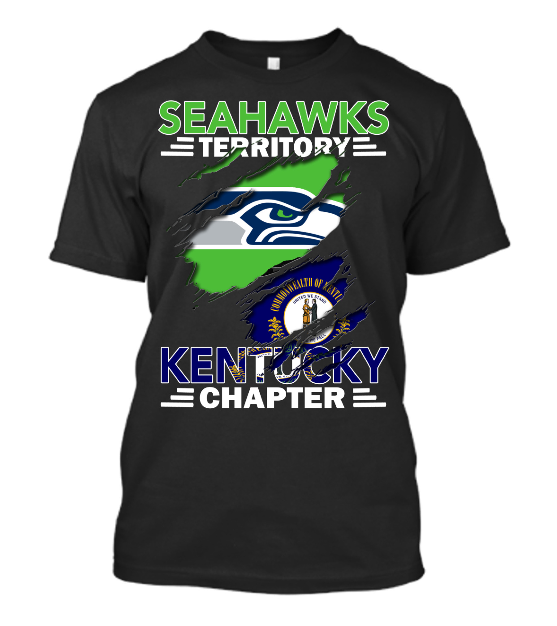 SEAHAWKS TERRITORY KENTUCKY CHAPTER Seahawks Logo Kentucky Flag T-Shirt