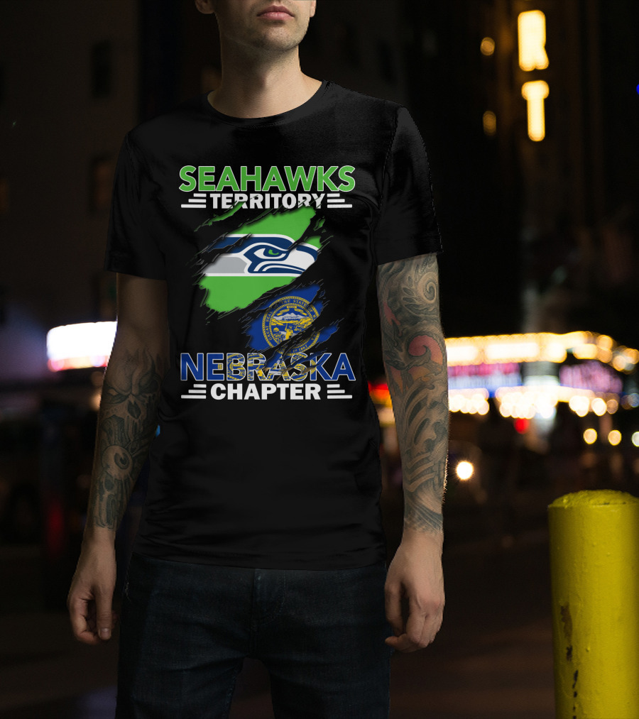 Seahawks Territory Nebraska Chapter With Flag And Mascot T-Shirt