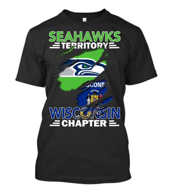 Seahawks Territory Wisconsin Chapter Ripped Flag T-Shirt
