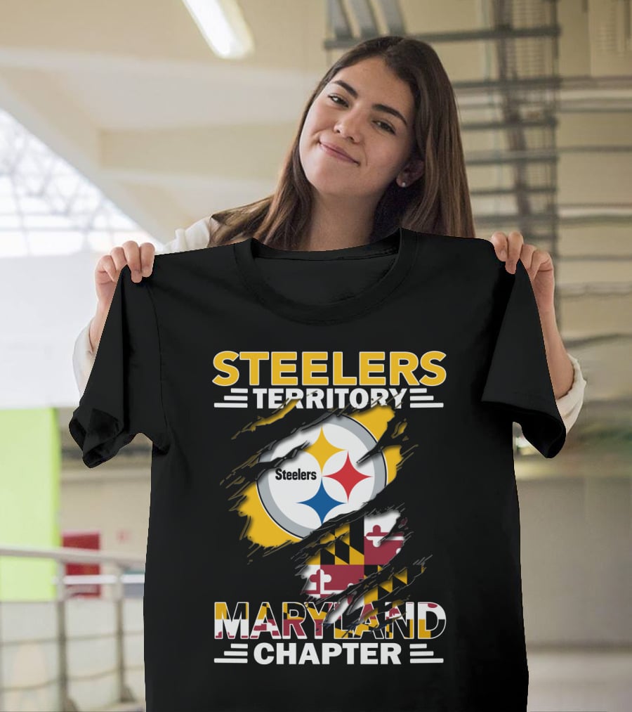 Steelers Territory Maryland Chapter Flag And Logo Mashup T-Shirt
