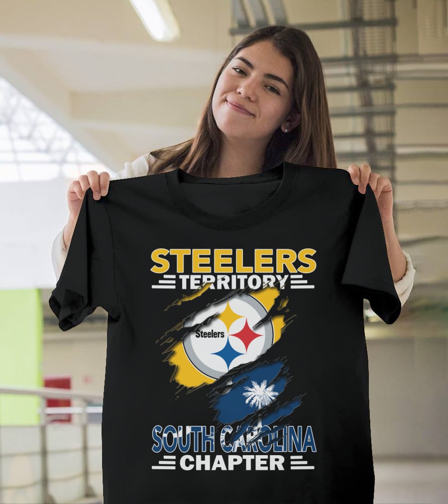 Steelers Territory South Carolina Chapter Rip Design Logo And State Flag Elements T-Shirt