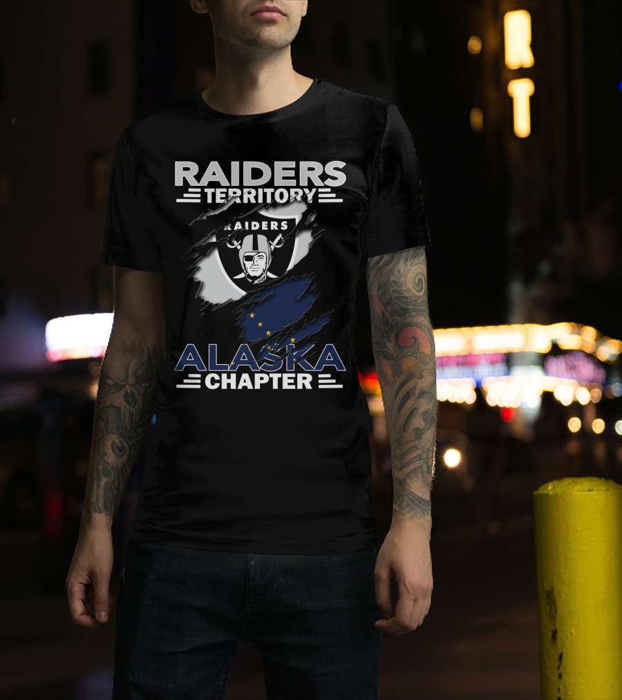Raiders Territory Alaska Chapter Raiders Logo With Alaska Flag T-Shirt