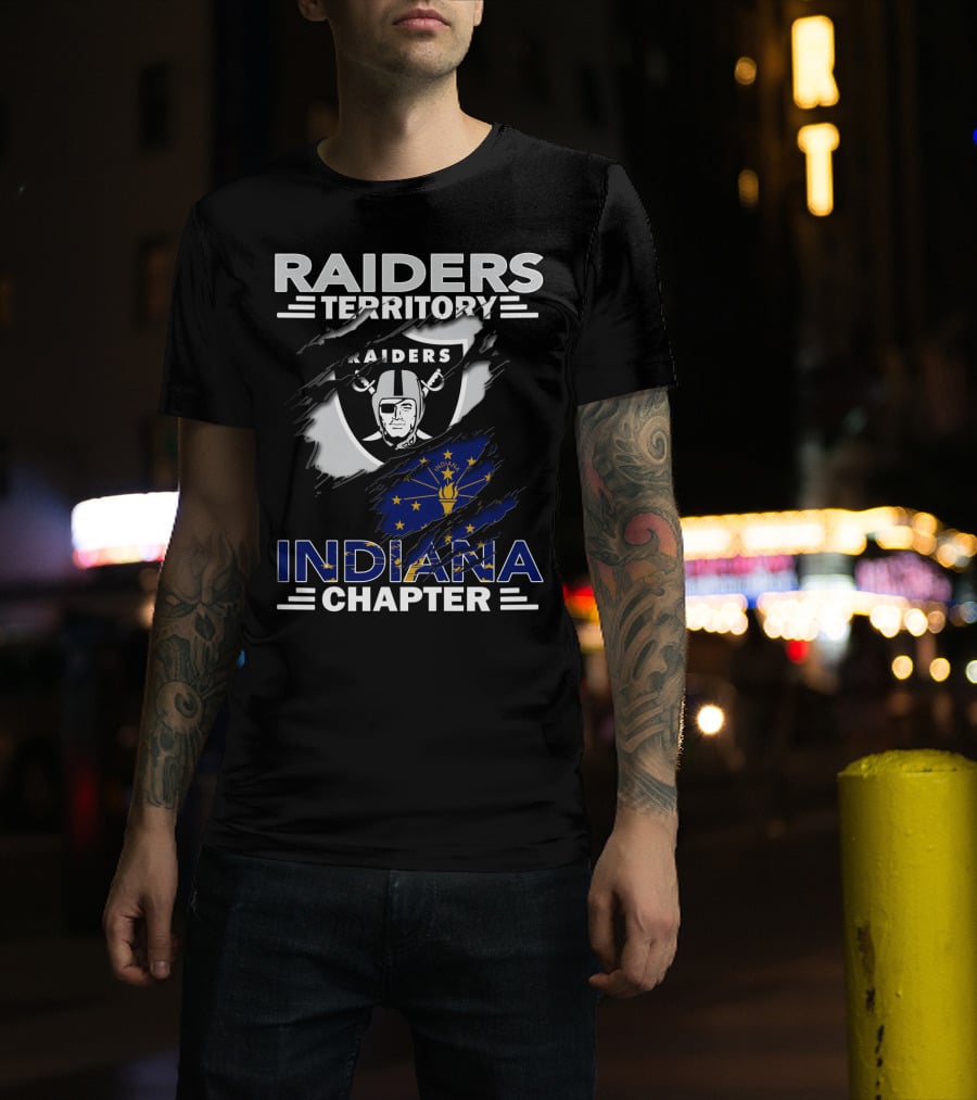 Raiders Territory Indiana Chapter Nfl Team Logo Indiana Flag Integration T-Shirt