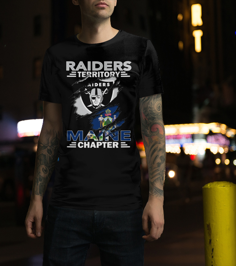 Raiders Territory Maine Chapter Emblem With State And Team Logos T-Shirt