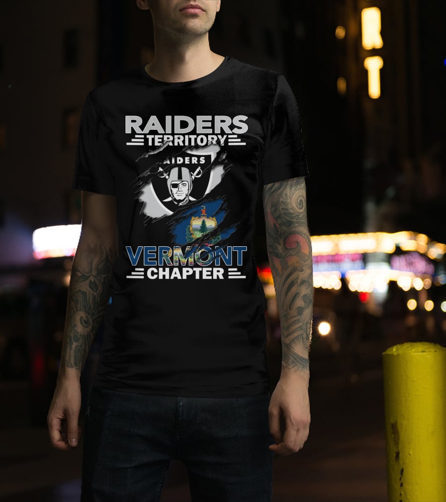 Raiders Territory Vermont Chapter With Vermont State Flag And Raiders T-Shirt