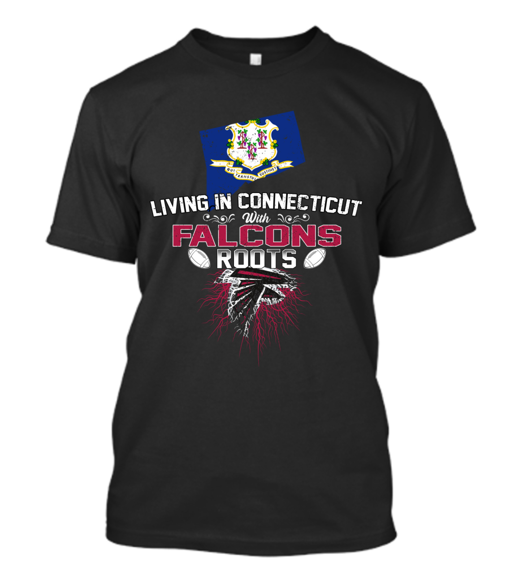 Living In Connecticut With Falcons Roots And Georgia Iconic Football Graphics T-Shirt