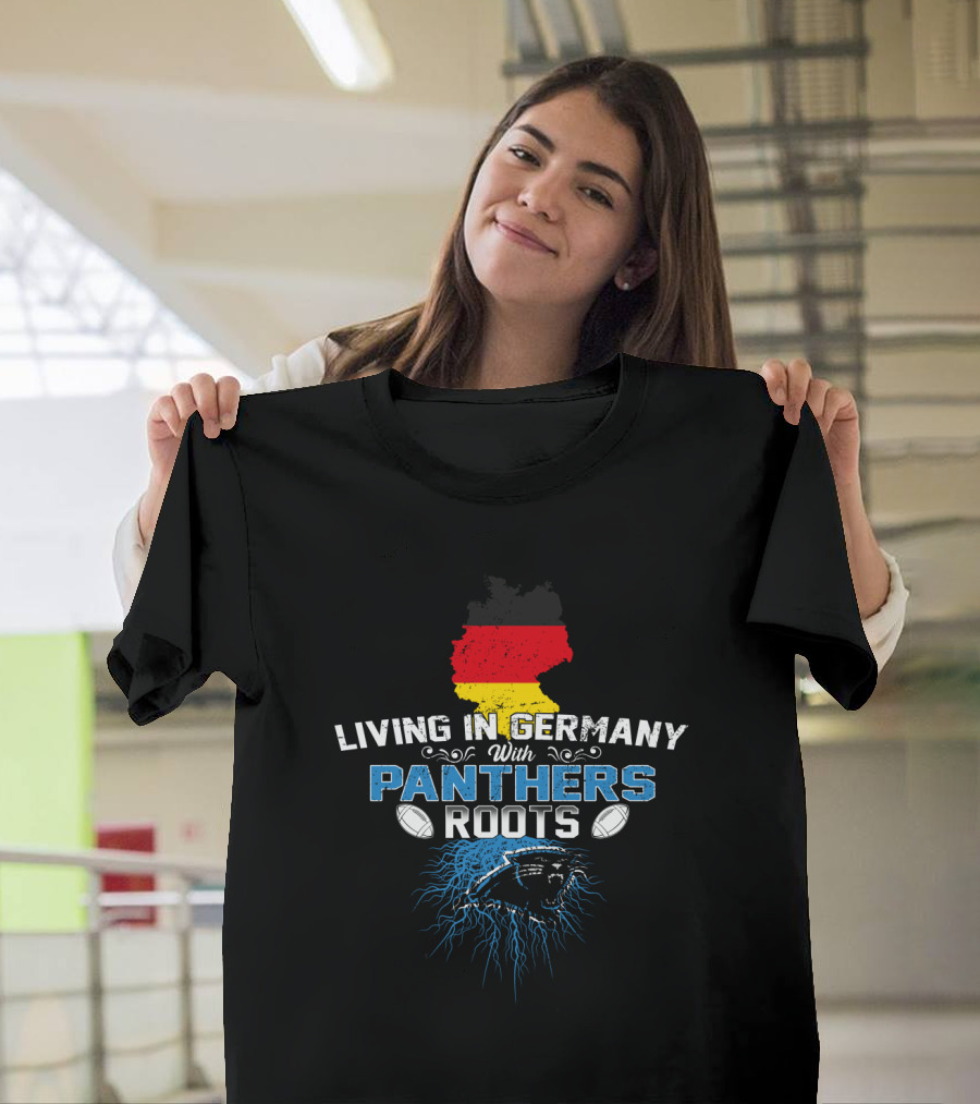 Living In Germany With Panthers Roots NFL Football Germany Map T-Shirt