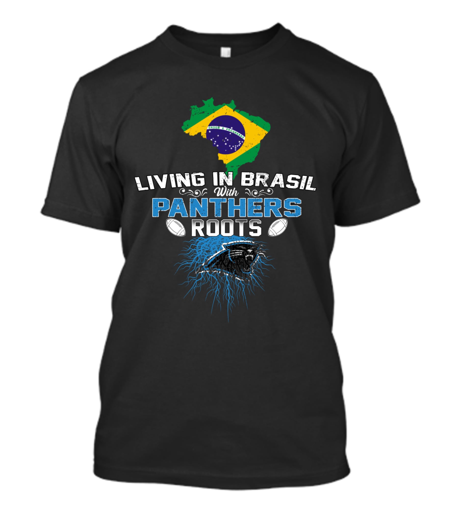 Living In Brasil With Carolina Panthers Roots T-Shirt
