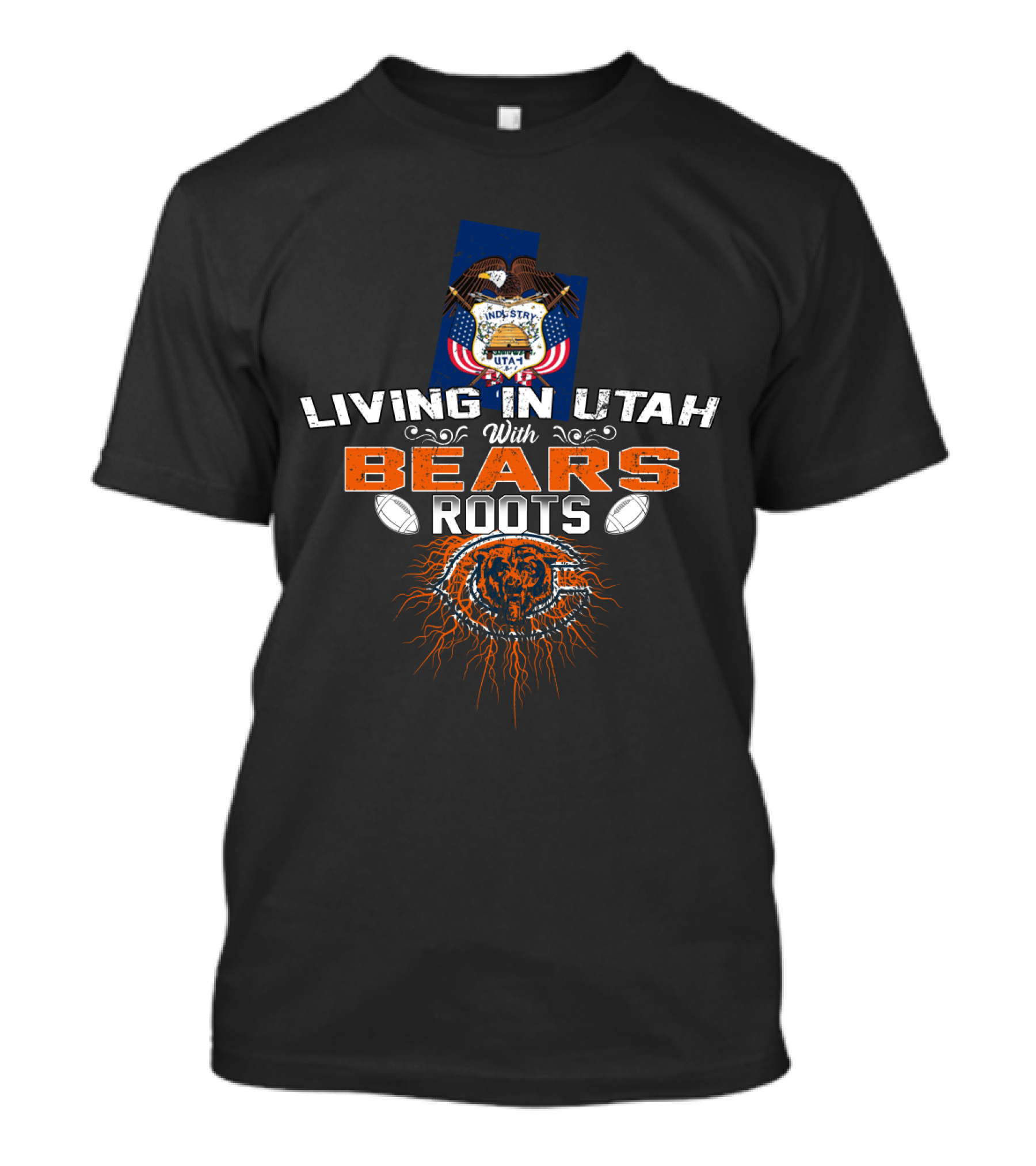 Living In Utah With Bears Roots And Chicago Emblem T-Shirt