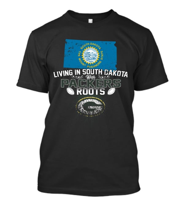 Living In South Dakota With Packers Roots South Dakota State Map Packers Logo Football Heritage T-Shirt