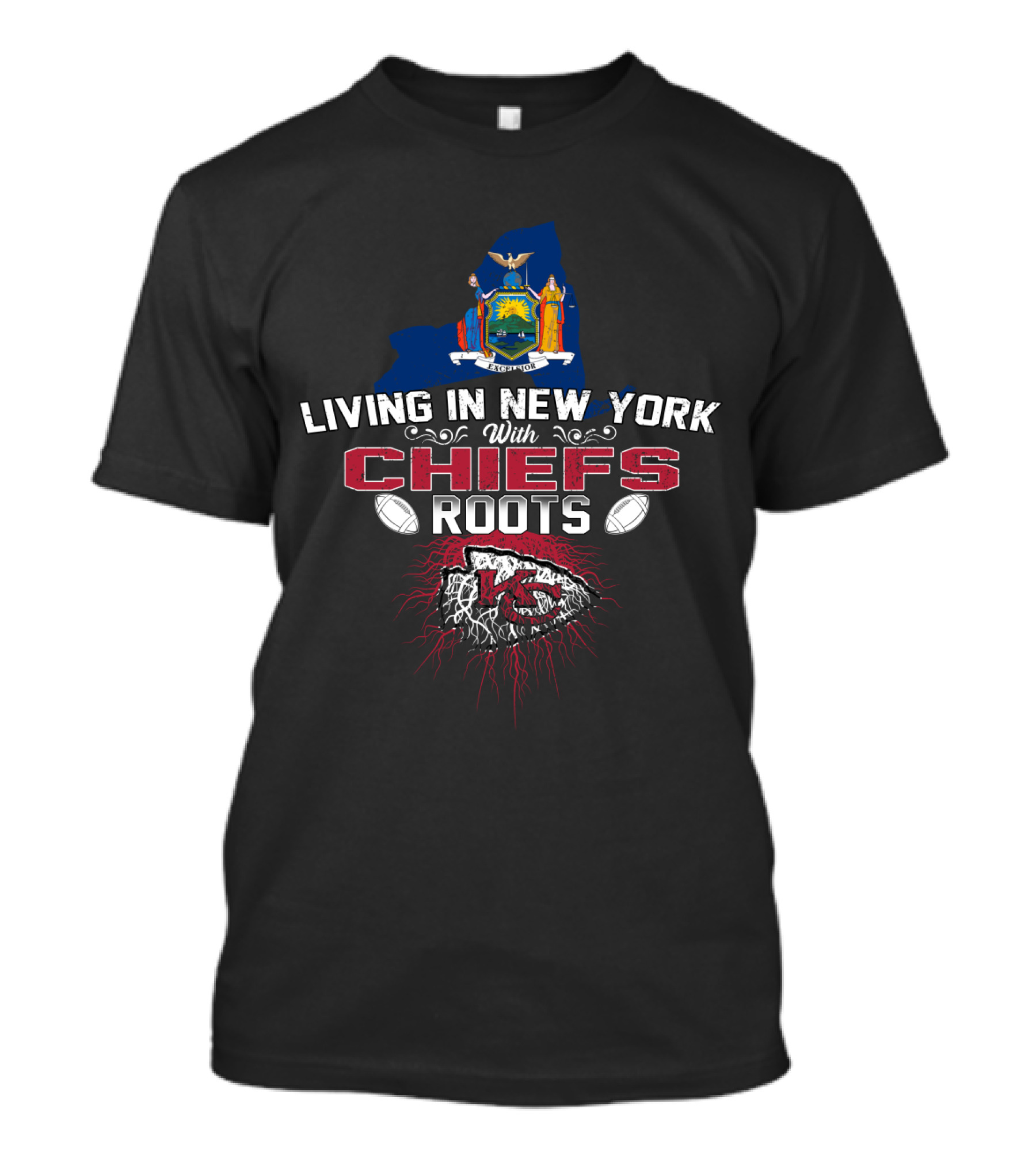 Living In New York With Chiefs Roots T-Shirt
