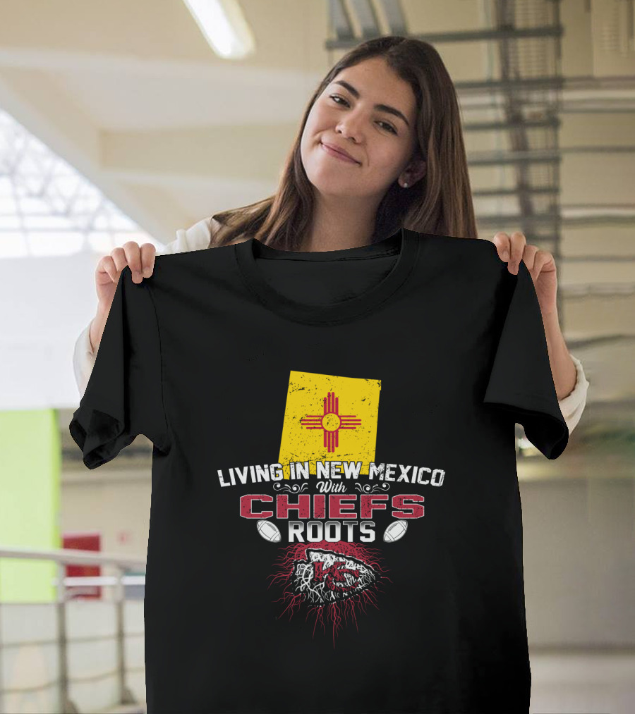 Living In New Mexico With Chiefs Roots Zia Symbol Football T-Shirt