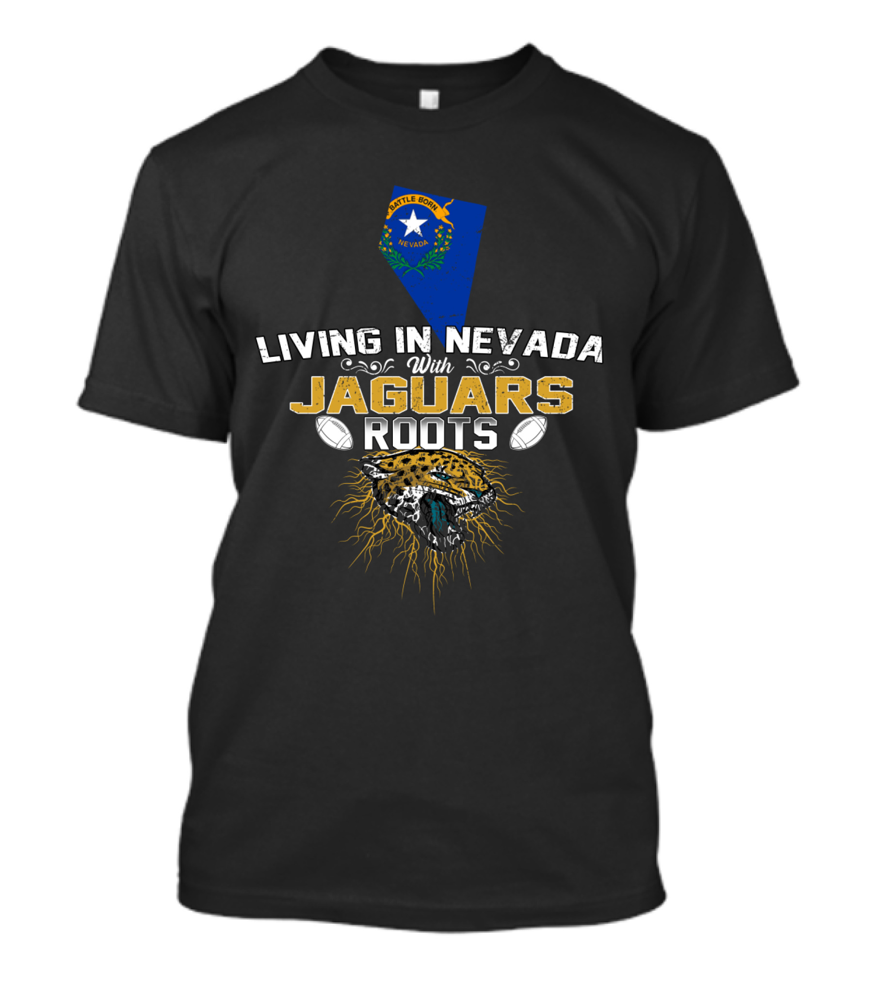 Living In Nevada With Jaguars Roots Nevada State And Fierce Jaguar T-Shirt