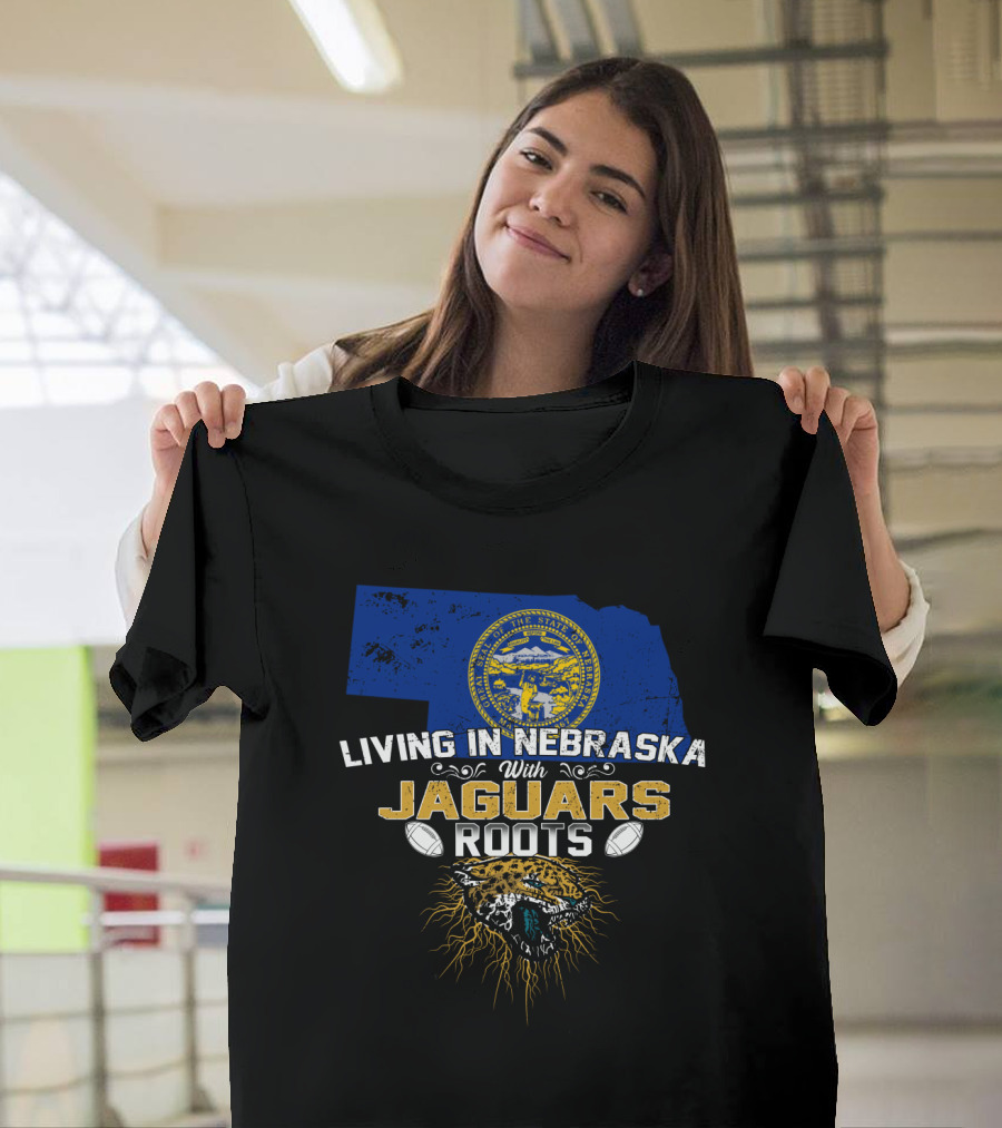 Living In Nebraska With Jaguars Roots Nebraska State Seal Football Jaguar T-Shirt
