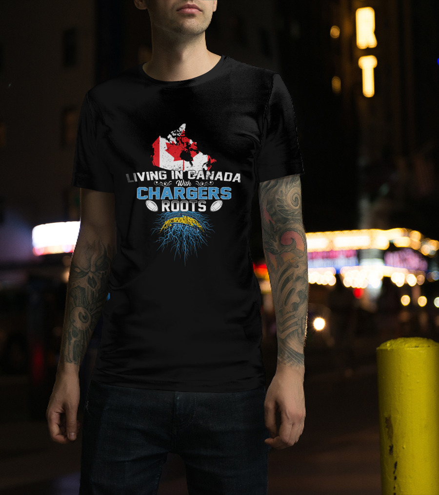 Living In Canada With Chargers Roots Football Canada Map T-Shirt
