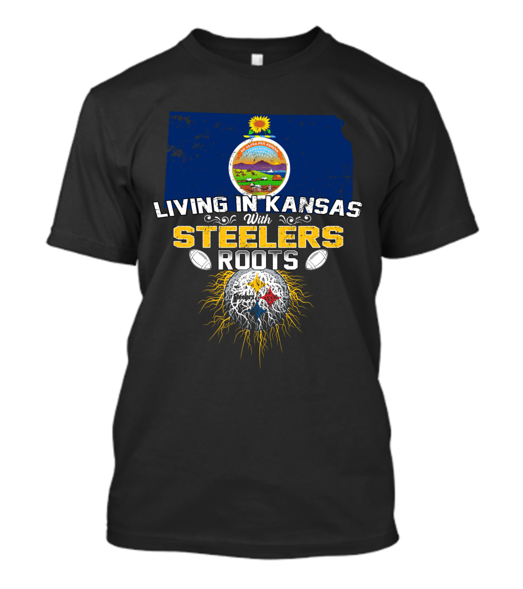 Living In Kansas With Steelers Roots T-Shirt