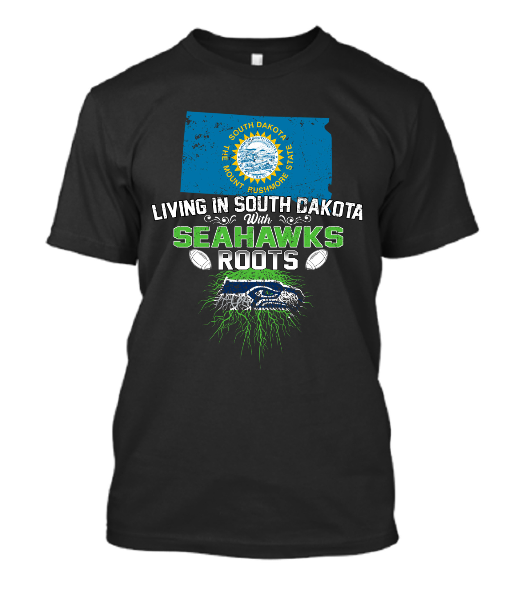 South Dakota Pride With Seahawks Roots And State Flag T-Shirt