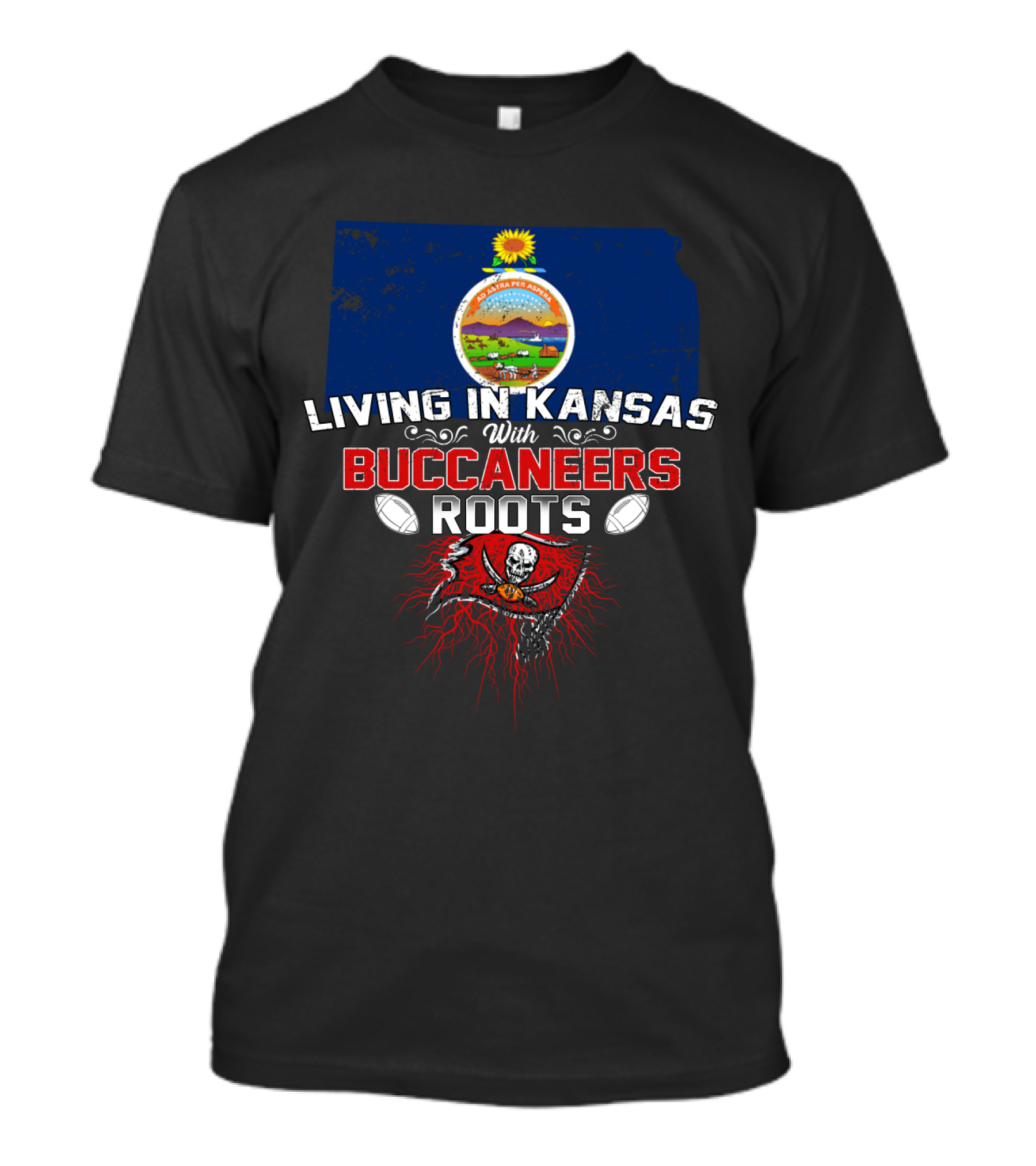 Living In Kansas With Buccaneers Roots T-Shirt