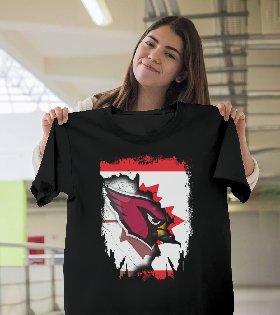Canada Flag Background With Arizona Cardinals T-Shirt