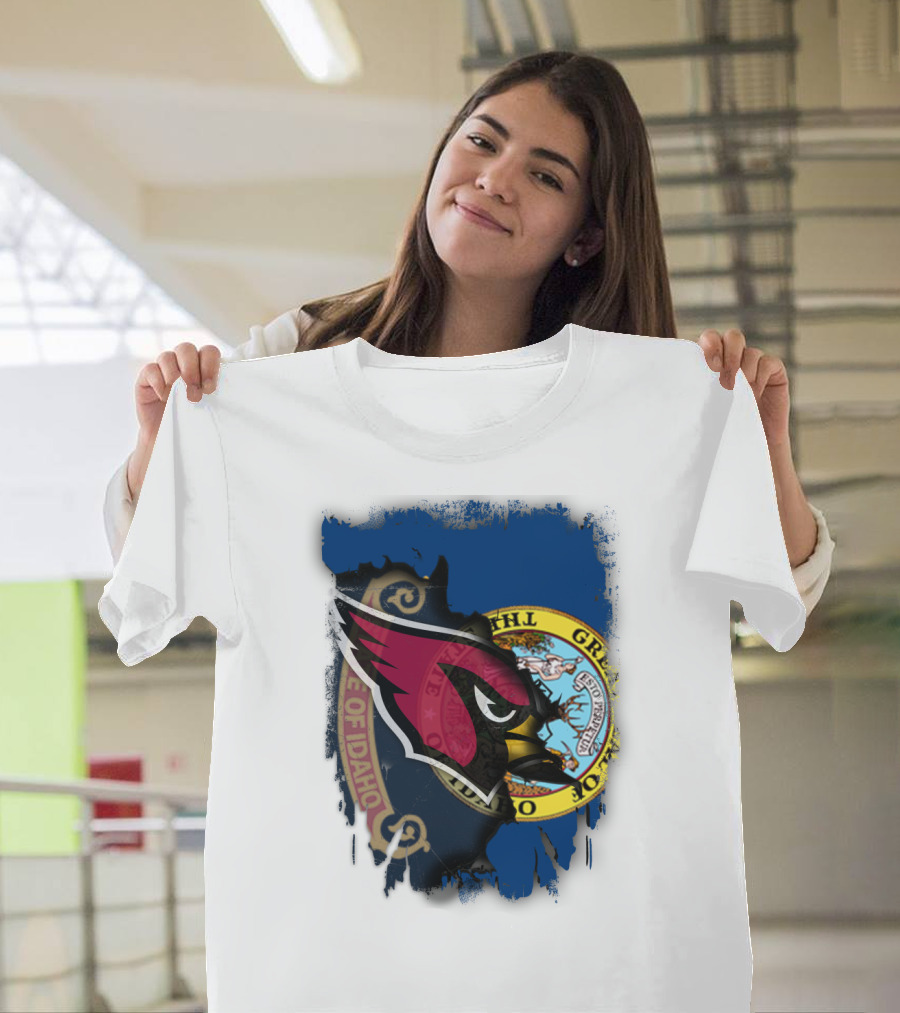Idaho State Pride with Cardinals Football Emblem Fusion T-Shirt