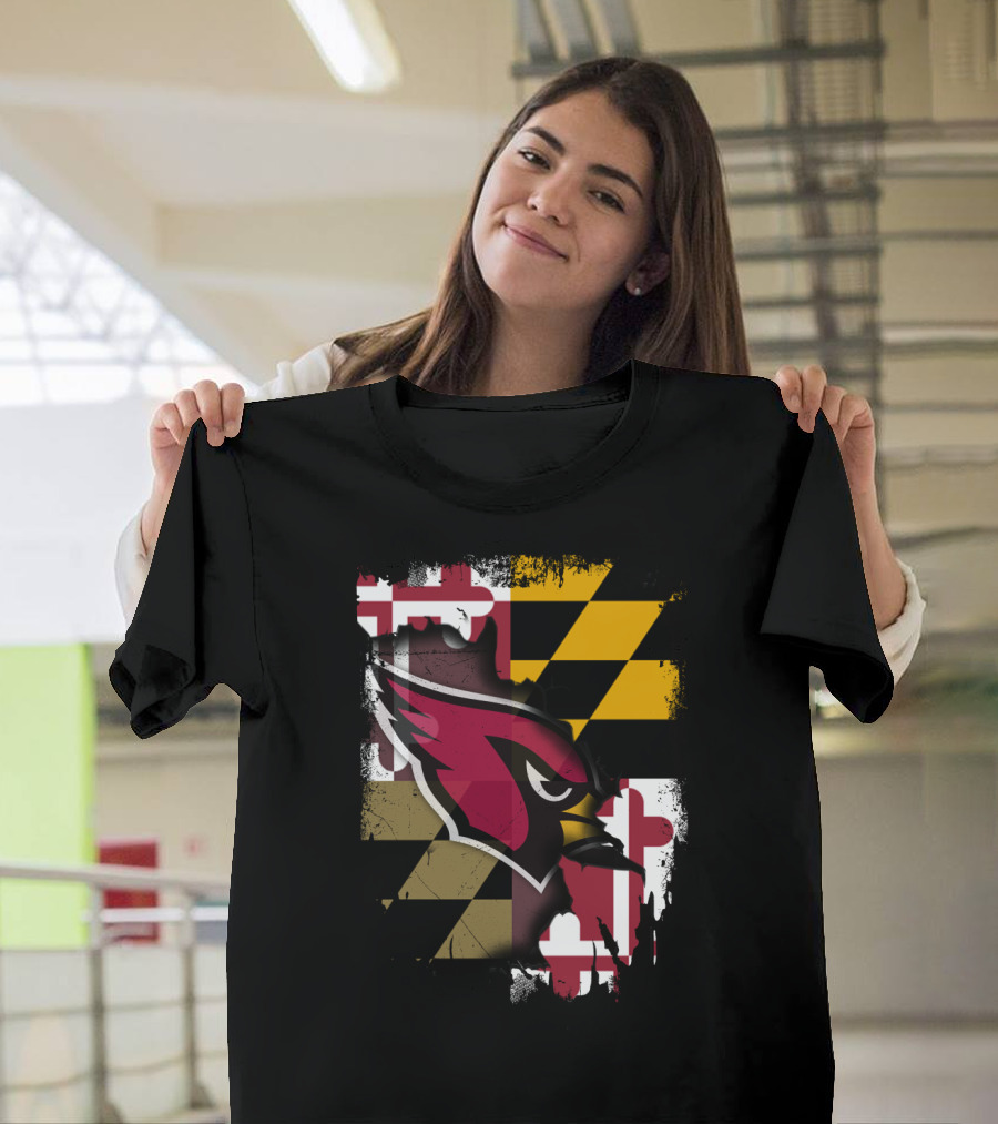 Together Maryland Cardinals with Maryland Flag Background T-Shirt